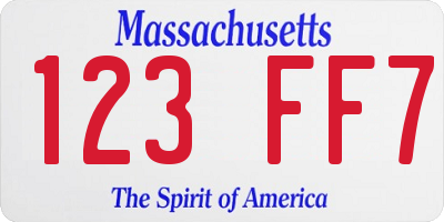 MA license plate 123FF7