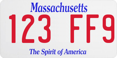 MA license plate 123FF9