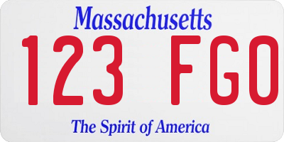 MA license plate 123FG0