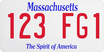 MA license plate 123FG1