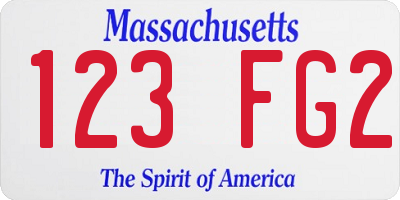MA license plate 123FG2