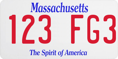 MA license plate 123FG3