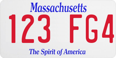 MA license plate 123FG4