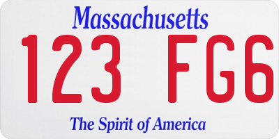 MA license plate 123FG6