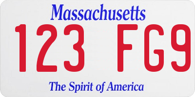 MA license plate 123FG9