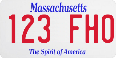 MA license plate 123FH0