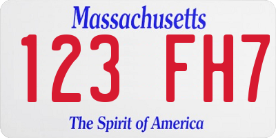 MA license plate 123FH7