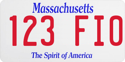 MA license plate 123FI0