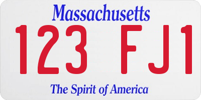 MA license plate 123FJ1