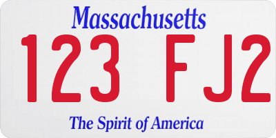 MA license plate 123FJ2