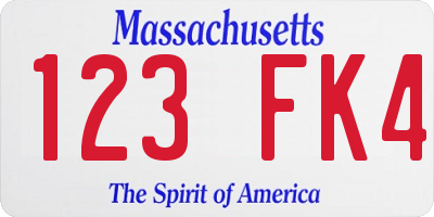 MA license plate 123FK4