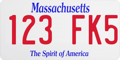MA license plate 123FK5