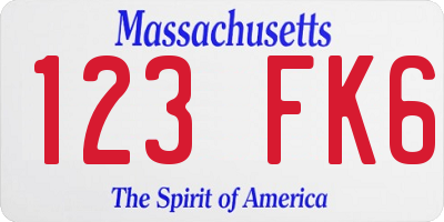 MA license plate 123FK6