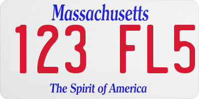 MA license plate 123FL5