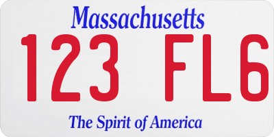 MA license plate 123FL6