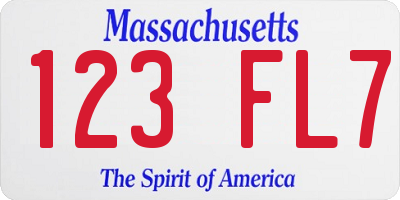 MA license plate 123FL7