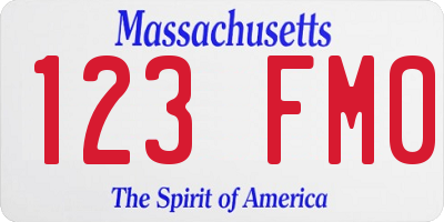 MA license plate 123FM0