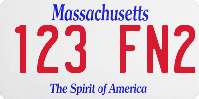 MA license plate 123FN2