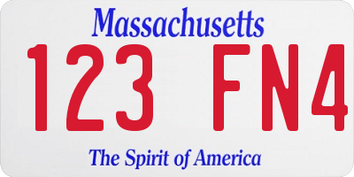 MA license plate 123FN4