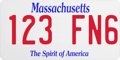 MA license plate 123FN6