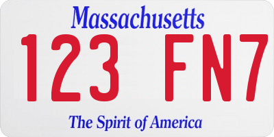 MA license plate 123FN7