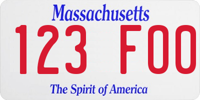 MA license plate 123FO0