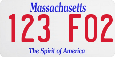 MA license plate 123FO2