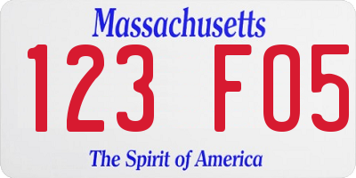 MA license plate 123FO5