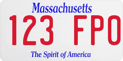 MA license plate 123FP0
