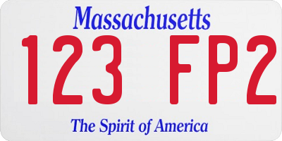 MA license plate 123FP2