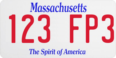MA license plate 123FP3