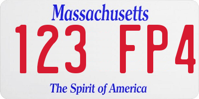 MA license plate 123FP4