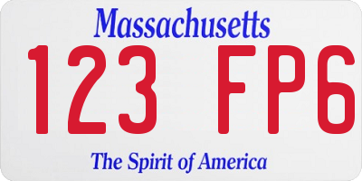 MA license plate 123FP6