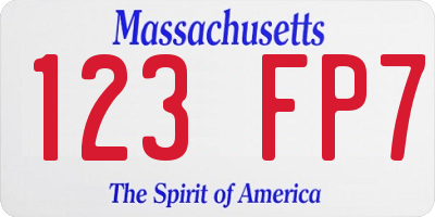 MA license plate 123FP7