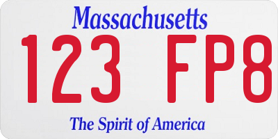 MA license plate 123FP8