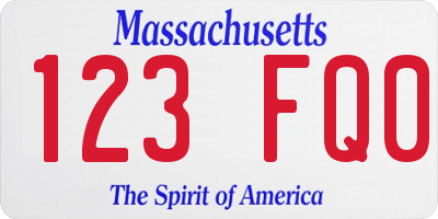 MA license plate 123FQ0