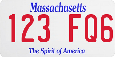 MA license plate 123FQ6