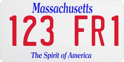 MA license plate 123FR1