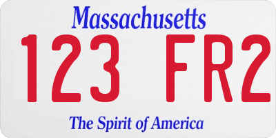 MA license plate 123FR2
