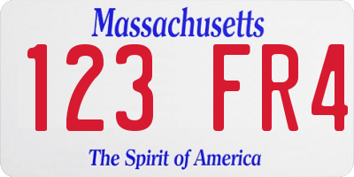 MA license plate 123FR4