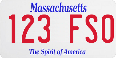 MA license plate 123FS0
