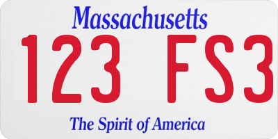 MA license plate 123FS3