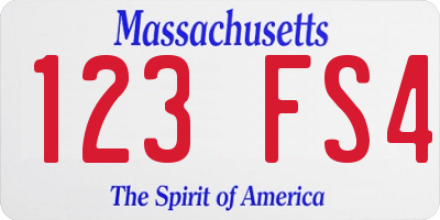 MA license plate 123FS4