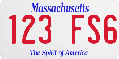 MA license plate 123FS6