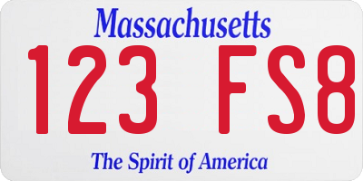 MA license plate 123FS8