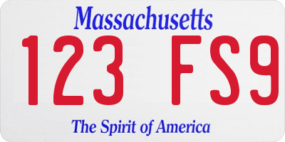 MA license plate 123FS9