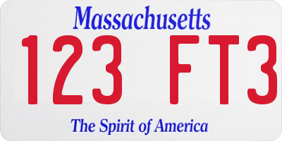 MA license plate 123FT3