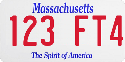 MA license plate 123FT4