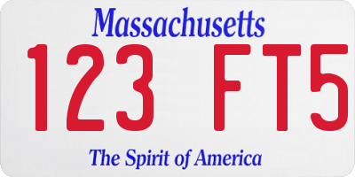 MA license plate 123FT5