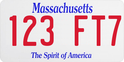 MA license plate 123FT7